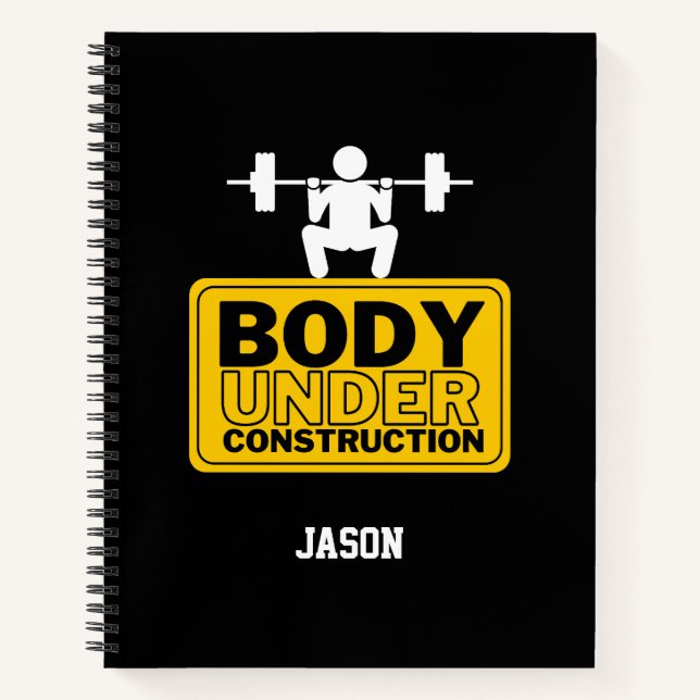Cuaderno Nombre personalizado de cuerpo bajo construcción (Anverso)