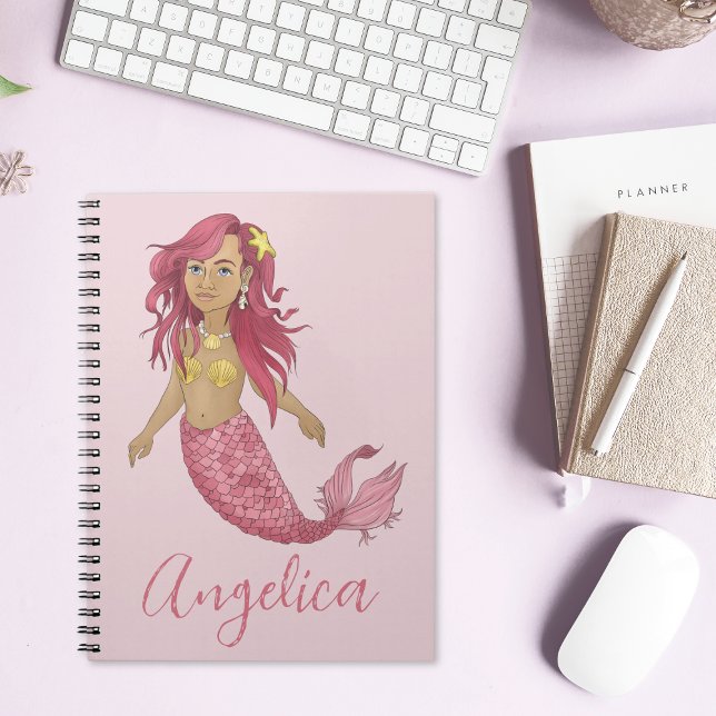 Cuaderno Nombre personalizado de cumpleaños feliz de sirena (Subido por el creador)