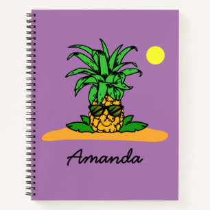 Cuaderno Nombre personalizado de Cute Funny Pineapple Laven