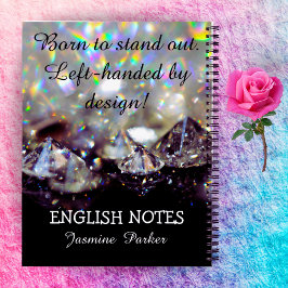 Cuaderno Nombre personalizado de diamante de mano izquierda