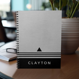 Cuaderno Nombre personalizado de diseño de hongos de plata