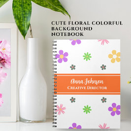 Cuaderno Nombre personalizado de diseño floral cutáneo colo