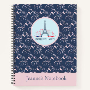 Cuaderno Nombre personalizado de diseño inspirado en París