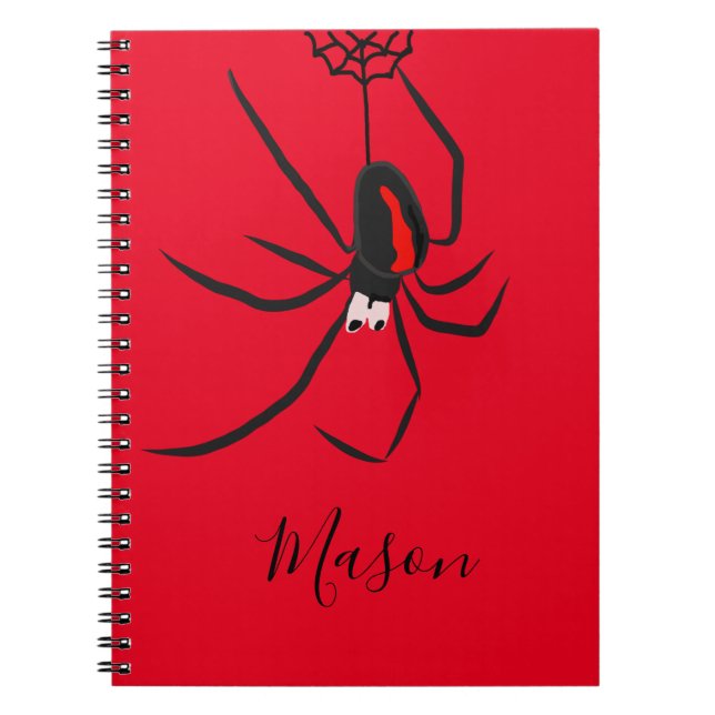 Cuaderno Nombre personalizado de divertida araña de la espa (Frente)
