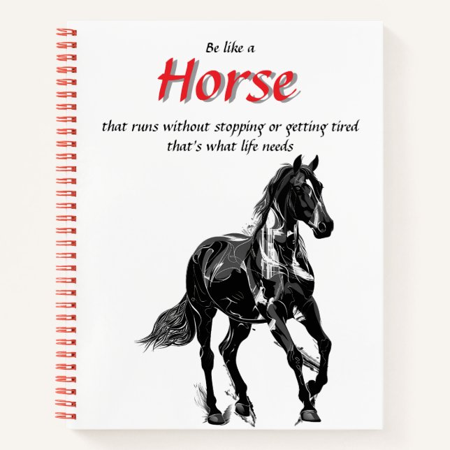 Cuaderno Nombre personalizado de espiral - caballo blanco y (Anverso)