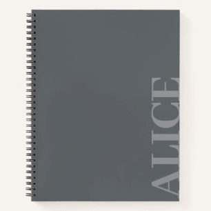 Cuaderno Nombre personalizado de estilo de texto simple gri