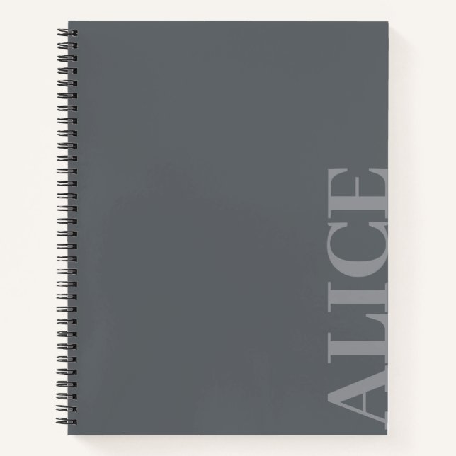 Cuaderno Nombre personalizado de estilo de texto simple gri (Anverso)
