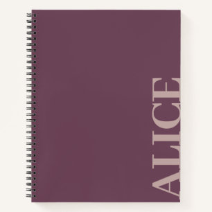 Cuaderno Nombre personalizado de estilo de texto simple púr