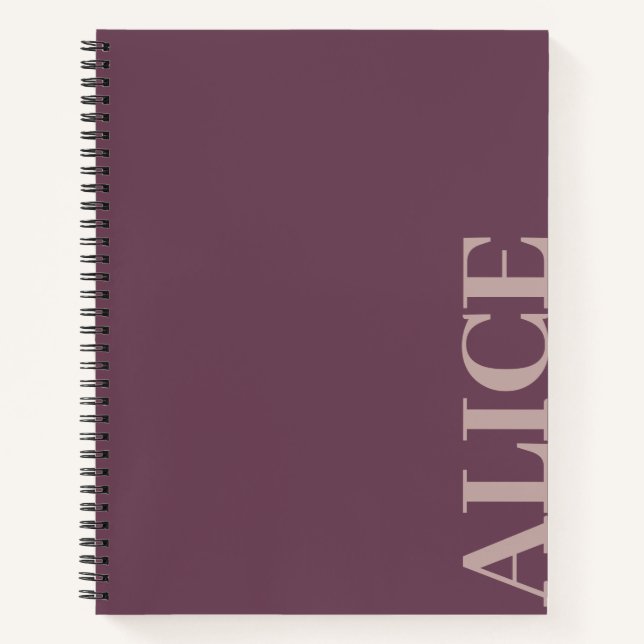 Cuaderno Nombre personalizado de estilo de texto simple púr (Anverso)