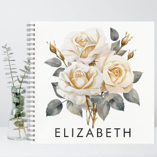 Cuaderno Nombre personalizado de flor de bonito de mes de n
