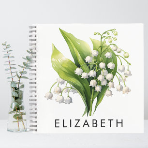 Cuaderno Nombre personalizado de flor de bonito de mes de n