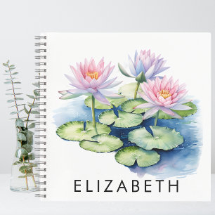 Cuaderno Nombre personalizado de flor de bonito de mes de n