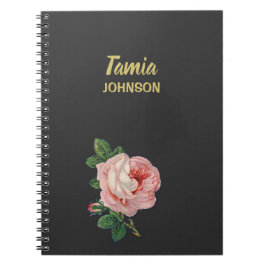 Cuaderno Nombre personalizado de flor rosa