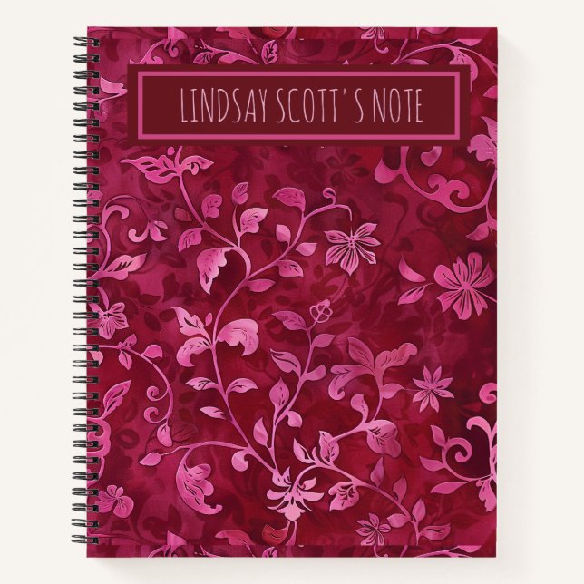 Cuaderno Nombre personalizado de floral rosa cúpula para ha (Anverso)