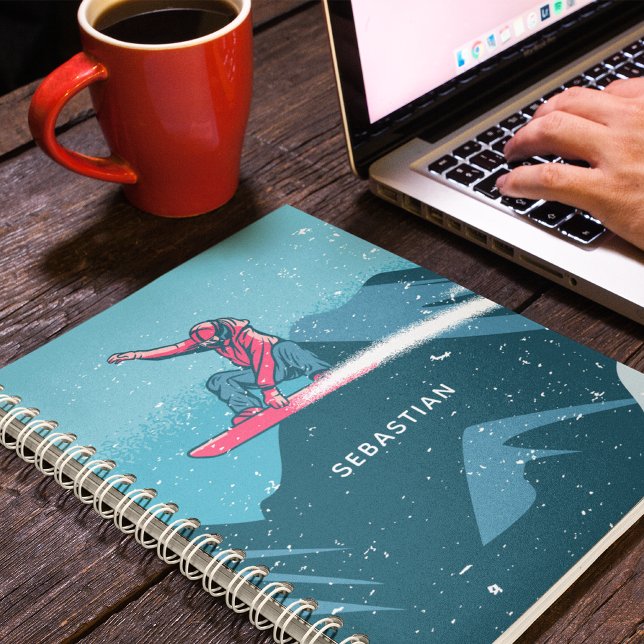 Cuaderno Nombre personalizado de Guay Moderno Snowboarding  (Subido por el creador)