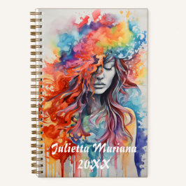 Cuaderno Nombre personalizado de Halo ocular cerrado de col