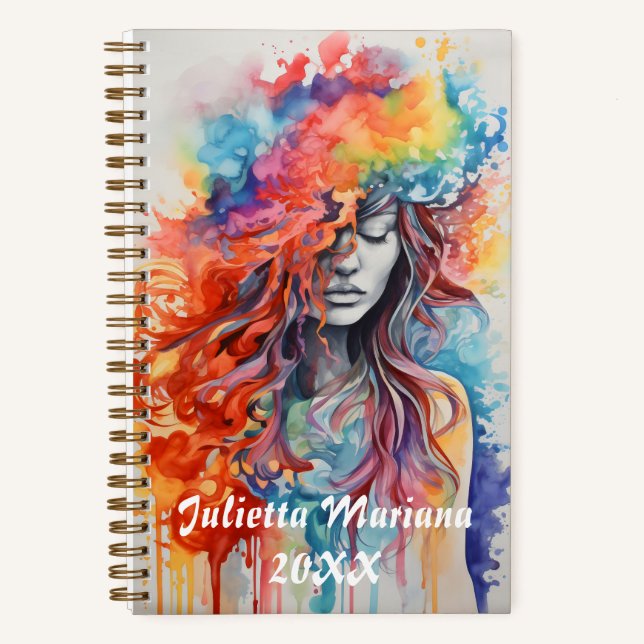 Cuaderno Nombre personalizado de Halo ocular cerrado de col (Anverso)