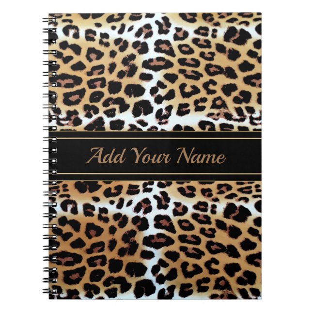 Cuaderno Nombre personalizado de impresión de leopardo eleg (Frente)