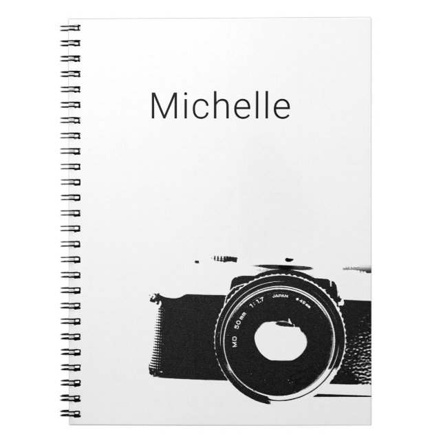 Cuaderno Nombre personalizado de la cámara del fotógrafo (Frente)