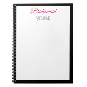 Cuaderno Nombre personalizado de la dama de honor Boda blan