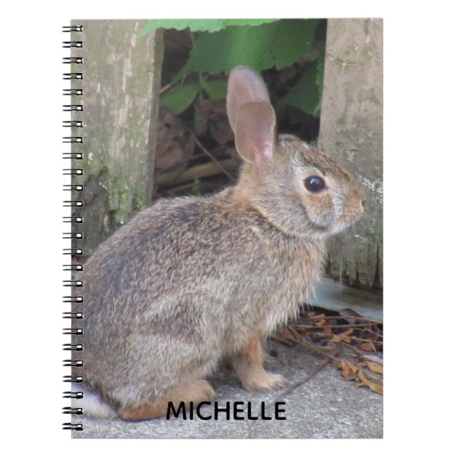 Cuaderno Nombre personalizado de la foto del conejo (Frente)