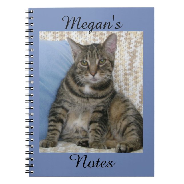 Cuaderno Nombre personalizado de la foto del gato de la tab (Frente)