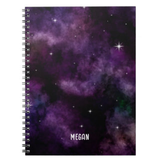Cuaderno Nombre personalizado de la galaxia púrpura moderna