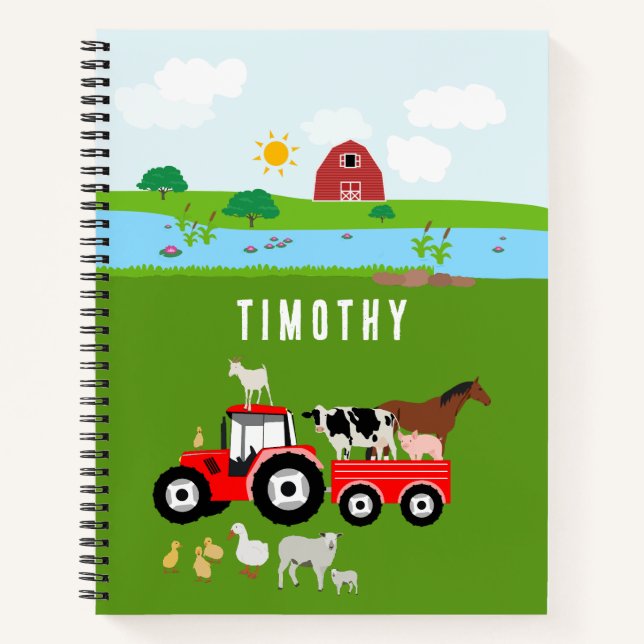 Cuaderno Nombre personalizado de la granja de animales y de (Anverso)