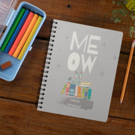 Cuaderno Nombre personalizado de la lectura de gatos en cue