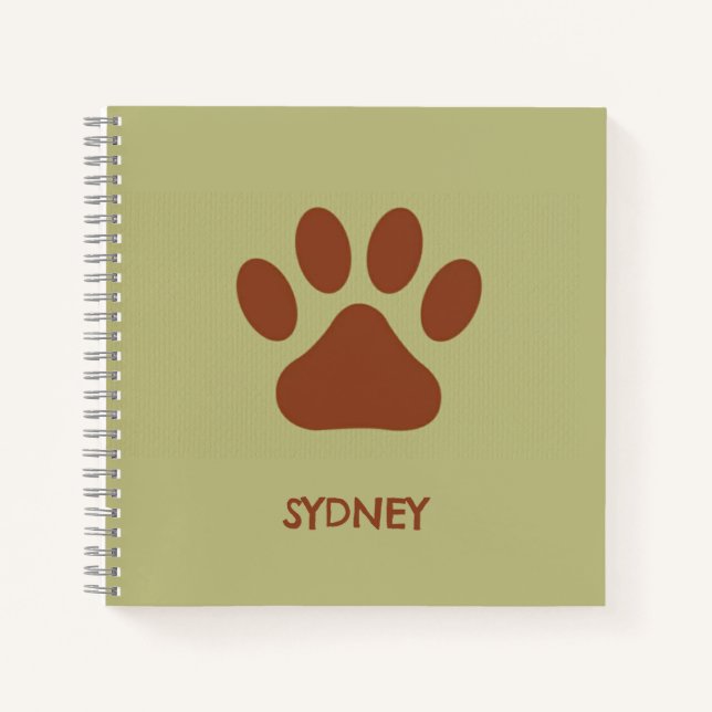 Cuaderno Nombre personalizado de la pepita de perro marrón (Anverso)