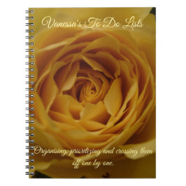 Cuaderno Nombre personalizado de la rosa amarilla + bloc de