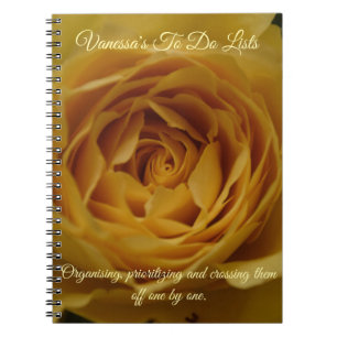 Cuaderno Nombre personalizado de la rosa amarilla + bloc de