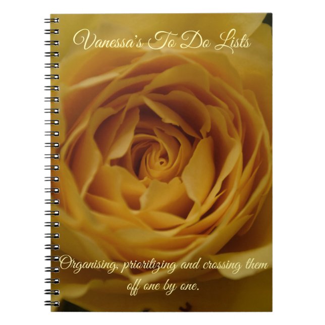 Cuaderno Nombre personalizado de la rosa amarilla + bloc de (Frente)