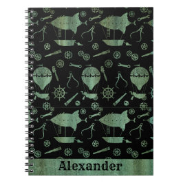 Cuaderno Nombre personalizado de las aeronaves Steampunk Ve