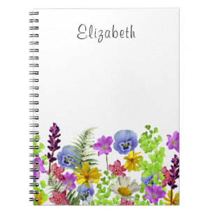 Cuaderno Nombre personalizado de las flores silvestres de b