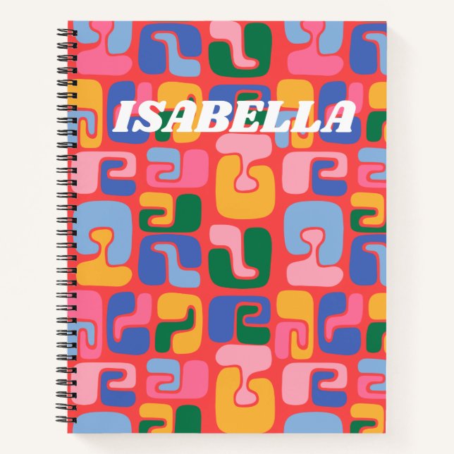 Cuaderno Nombre personalizado de las formas abstractas de c (Anverso)