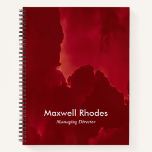 Cuaderno Nombre personalizado de las nubes grandes rojas