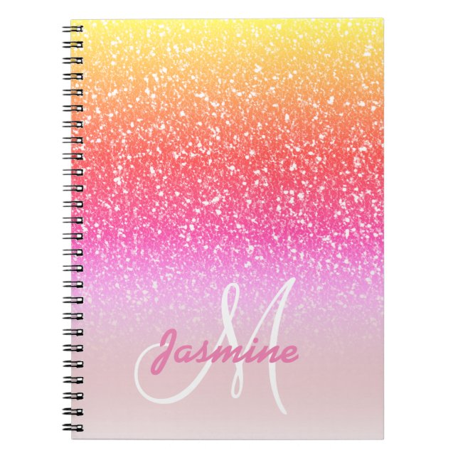 Cuaderno Nombre personalizado de las parrillas de Purpurina (Frente)