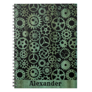Cuaderno Nombre personalizado de los engranajes de bronce d