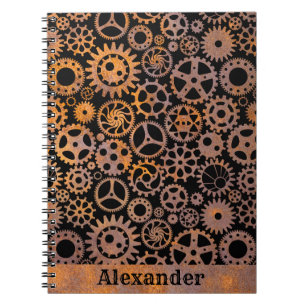 Cuaderno Nombre personalizado de los engranajes de rusty de