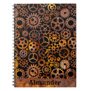 Cuaderno Nombre personalizado de los engranajes de rusty sú