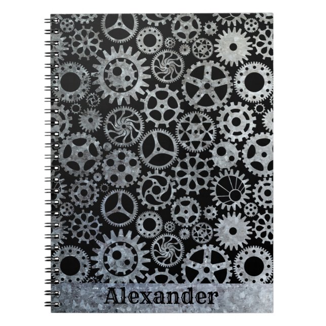 Cuaderno Nombre personalizado de los engranajes de zinc pla (Frente)