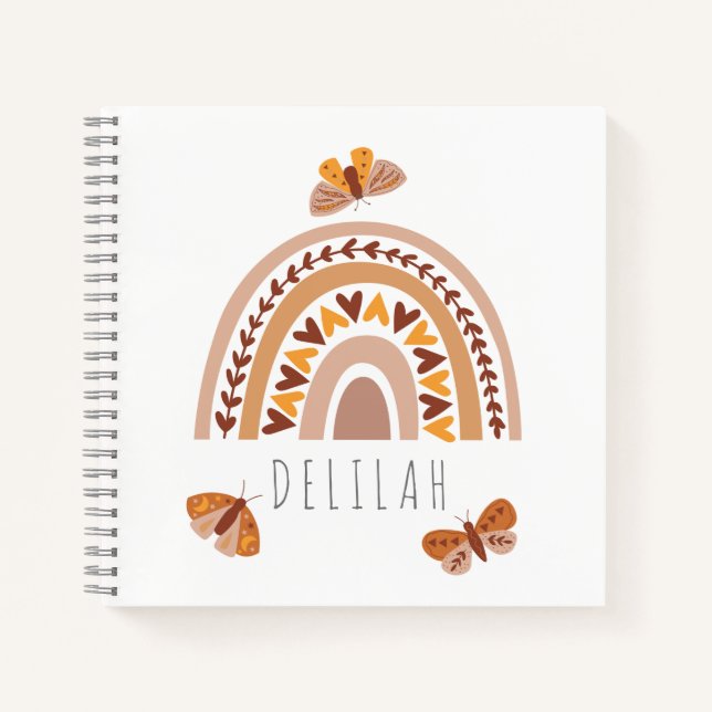 Cuaderno Nombre personalizado de los niños del arcoiris del (Anverso)