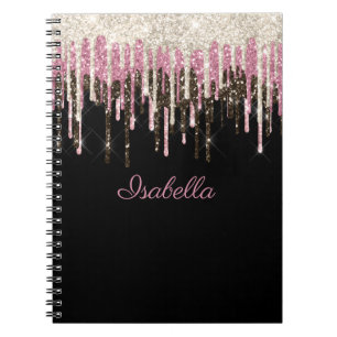 Cuaderno Nombre personalizado de los Purpurinas rosados bla