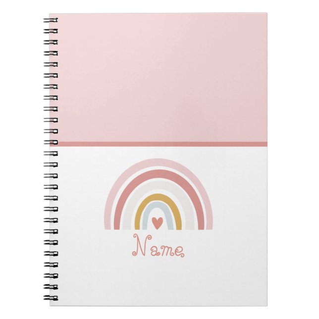 Cuaderno Nombre personalizado de Moda corta arcoiris rosa (Frente)