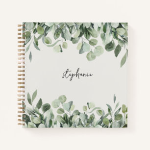 Cuaderno Nombre personalizado de moda Eucalyptus Greenery