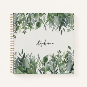 Cuaderno Nombre personalizado de moda Eucalyptus Greenery