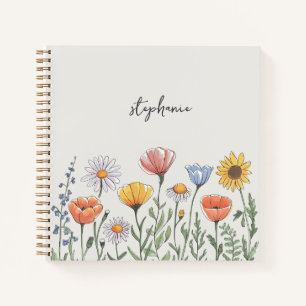 Cuaderno Nombre personalizado de moda Flor de agua acuática