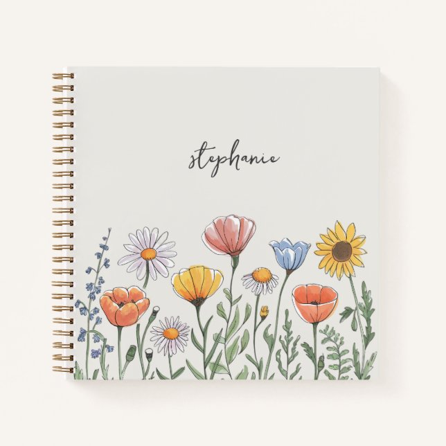 Cuaderno Nombre personalizado de moda Flor de agua acuática (Anverso)