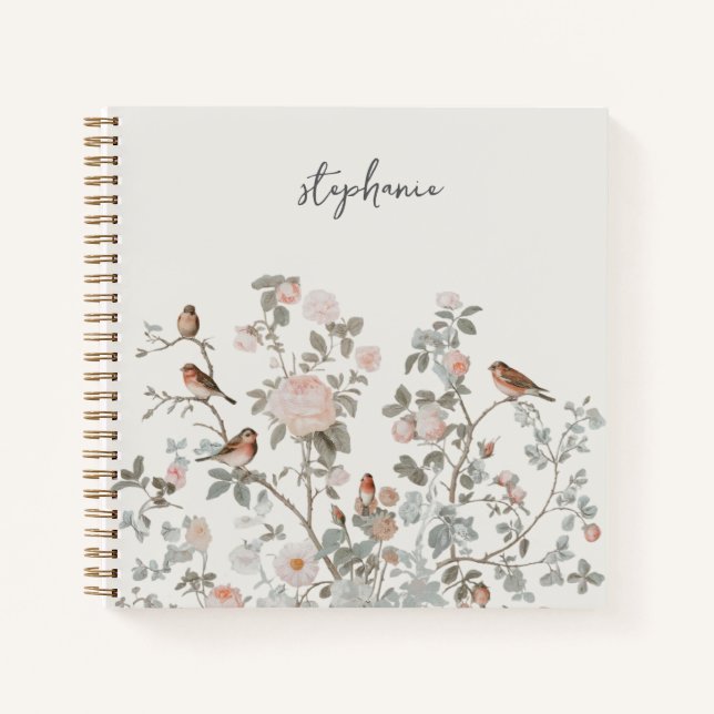 Cuaderno Nombre personalizado de moda flores silvestres y a (Anverso)